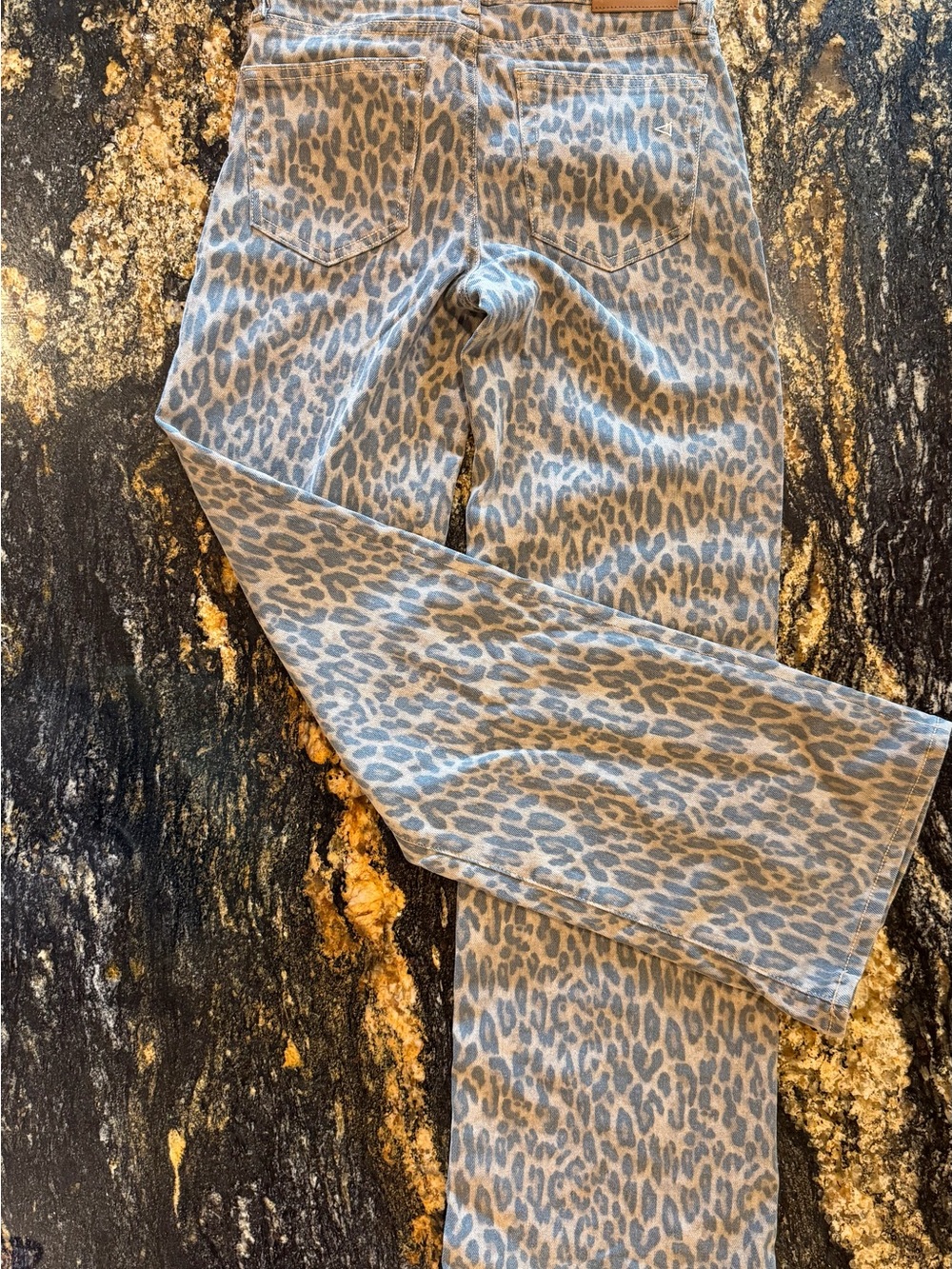 Leopard Print Denim Jeans - Black & Taupe